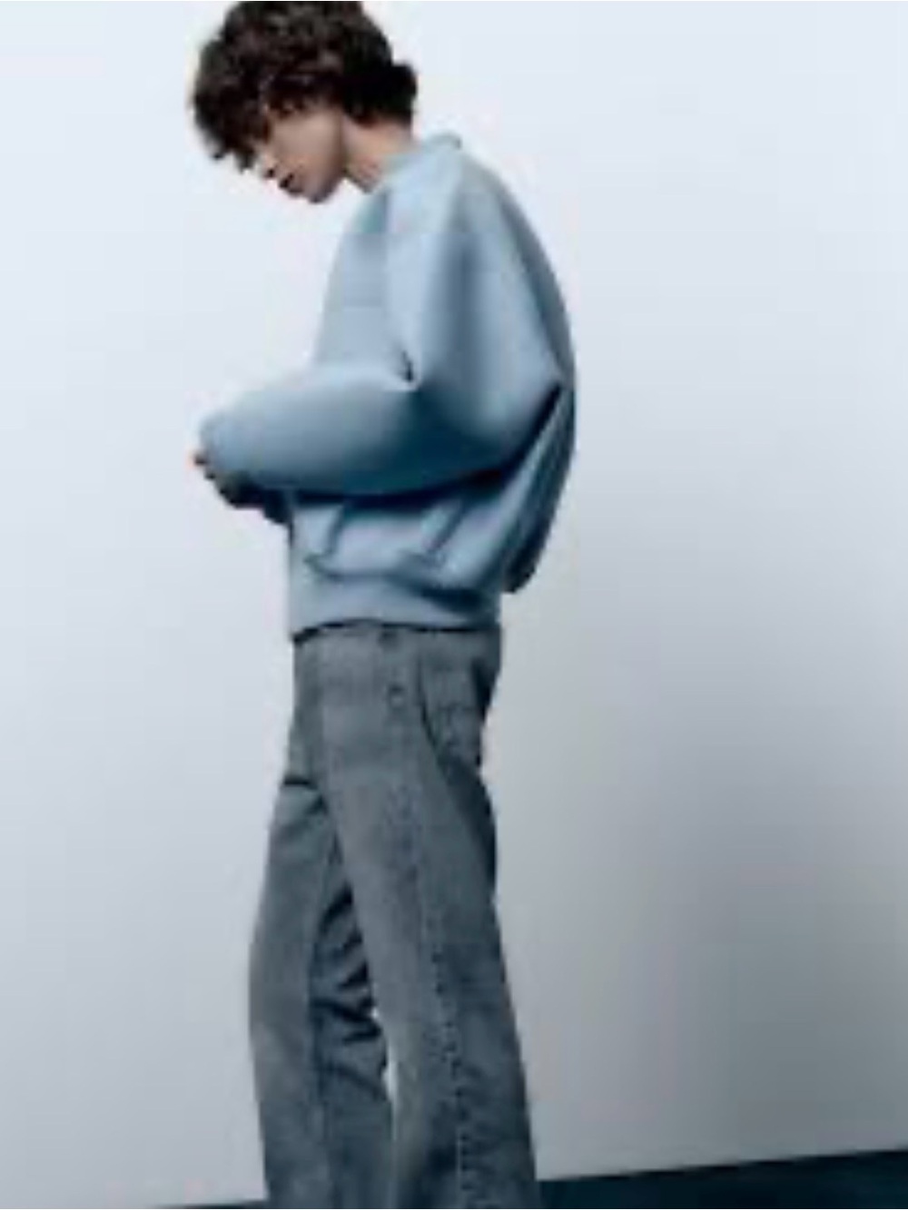 Zara Pale Blue Zip-Up Sweatshirt